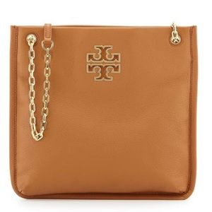 Tory Burch Britten Chain Swingpack Crossbody in camel color